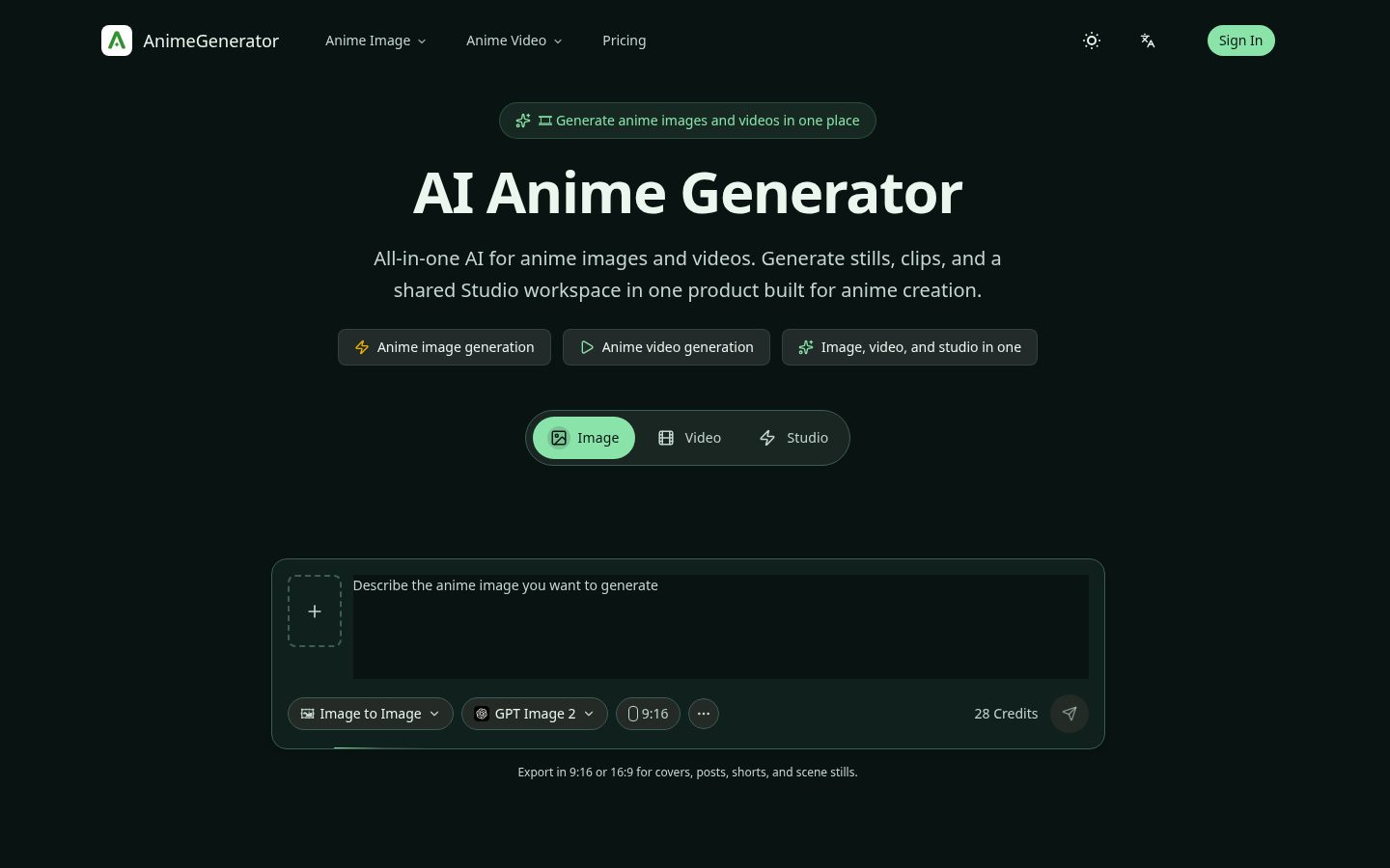 AnimeGenerator Homepage