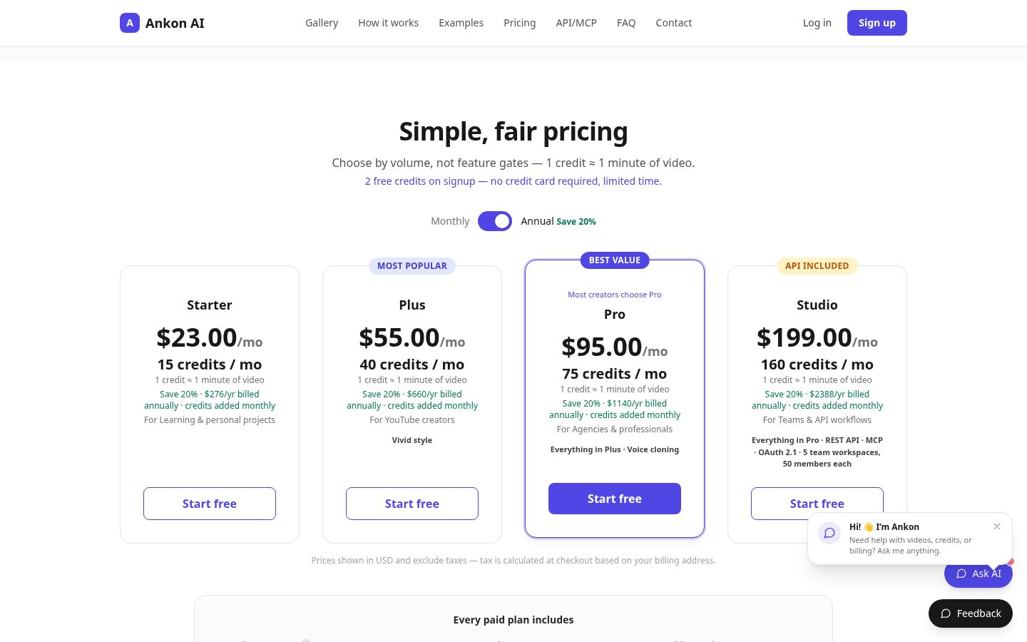 Ankon AI Pricing