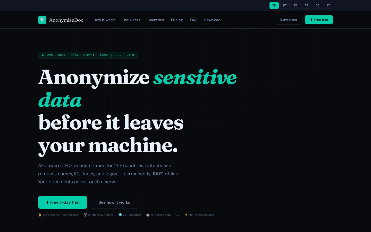 AnonymizeDoc Homepage