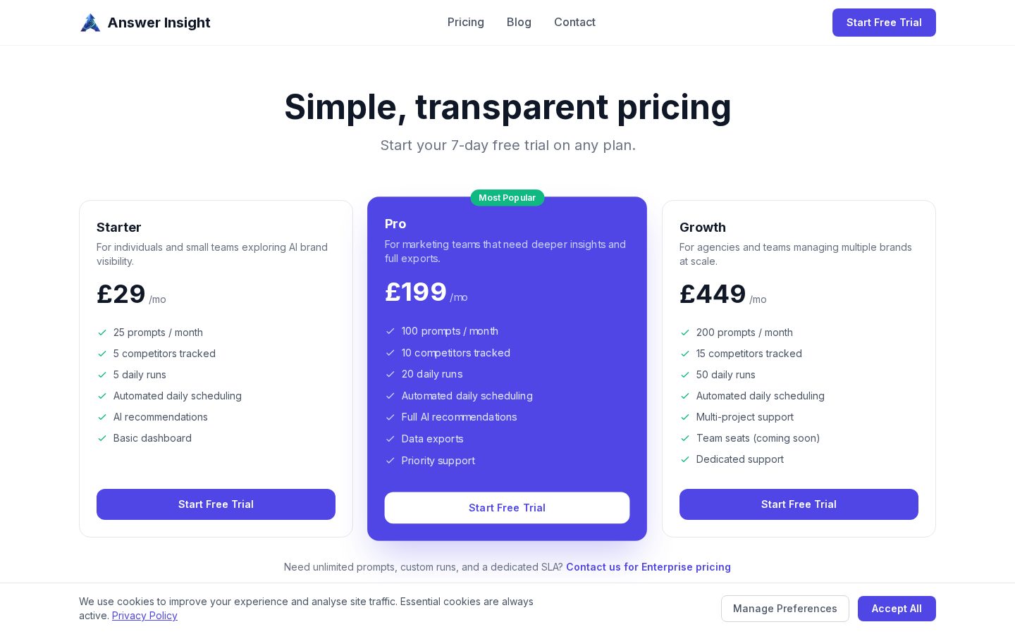 Answer Insight Pricing