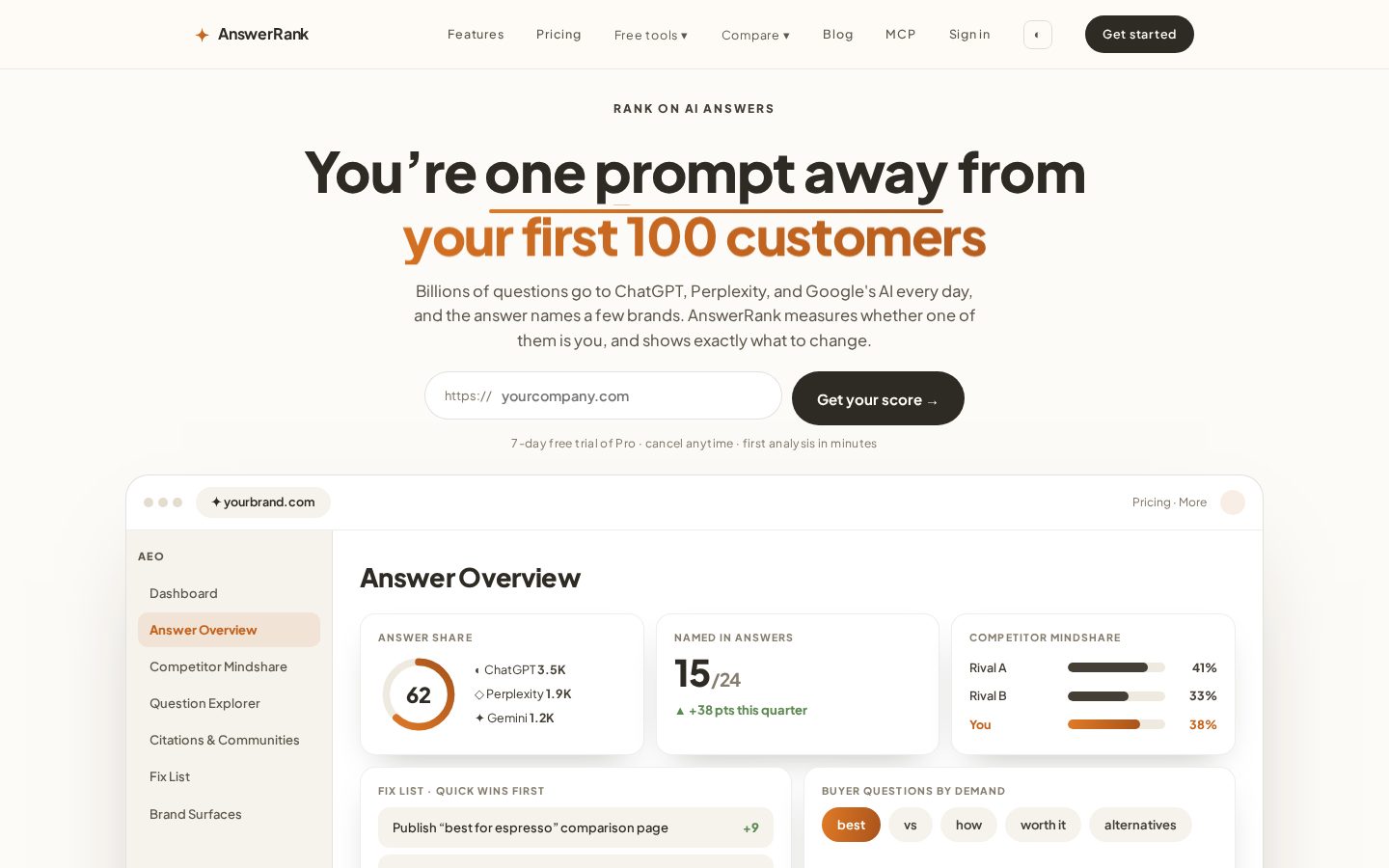 AnswerRank Homepage