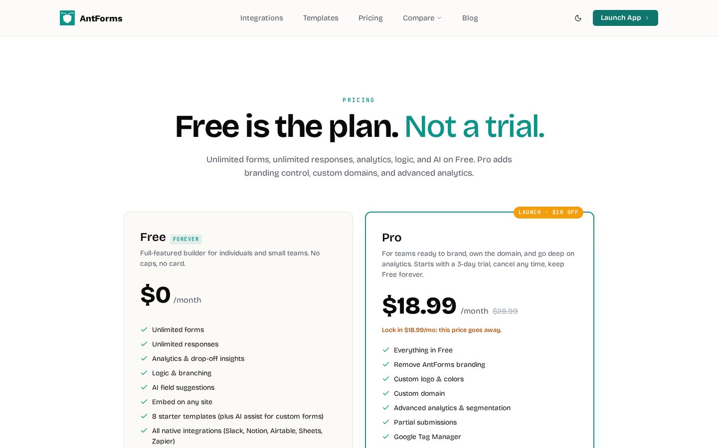 AntForms Pricing