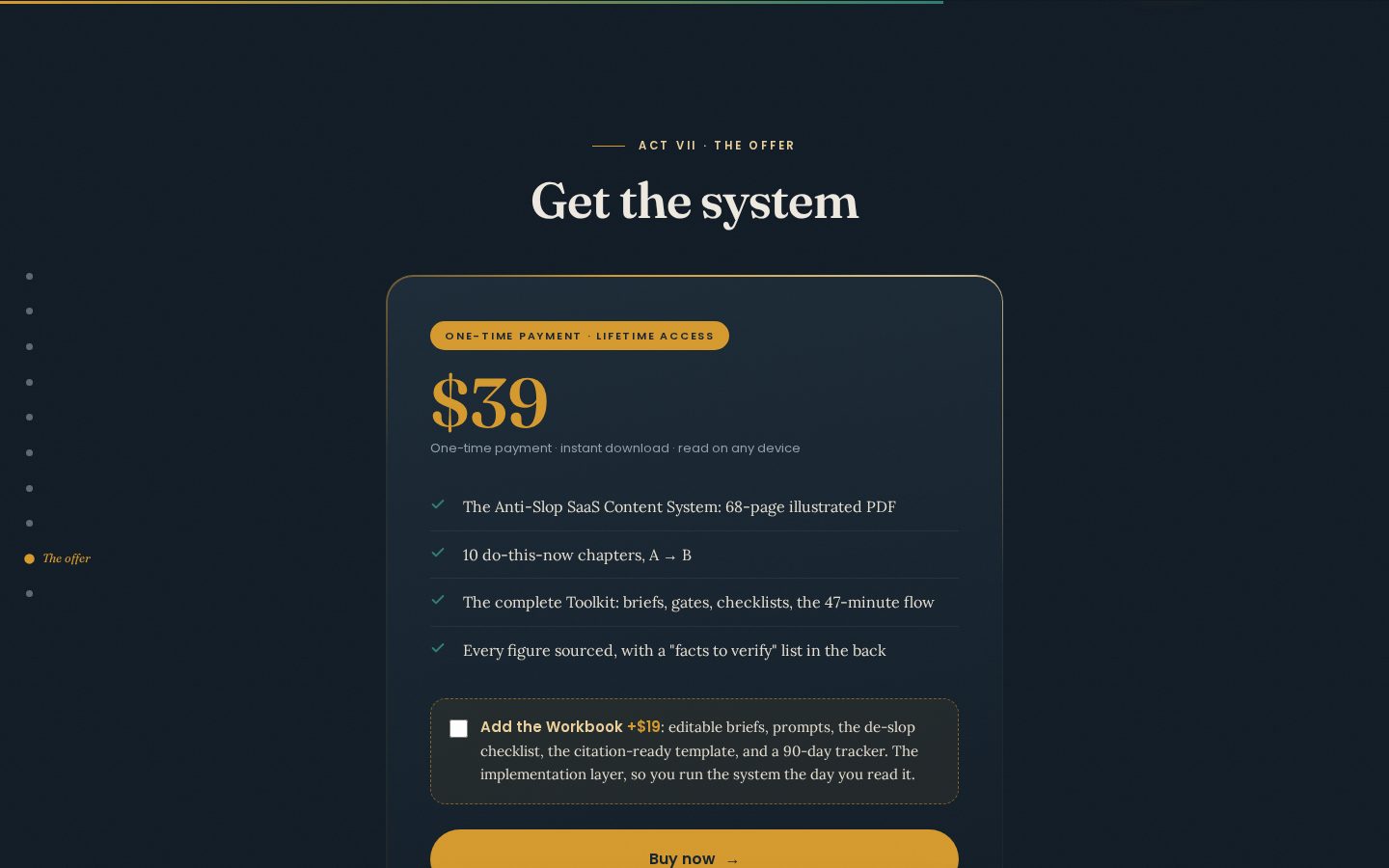Anti-Slop SaaS Content System Pricing
