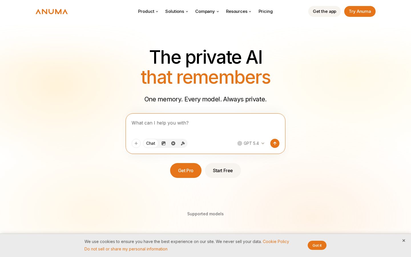 Anuma AI Homepage