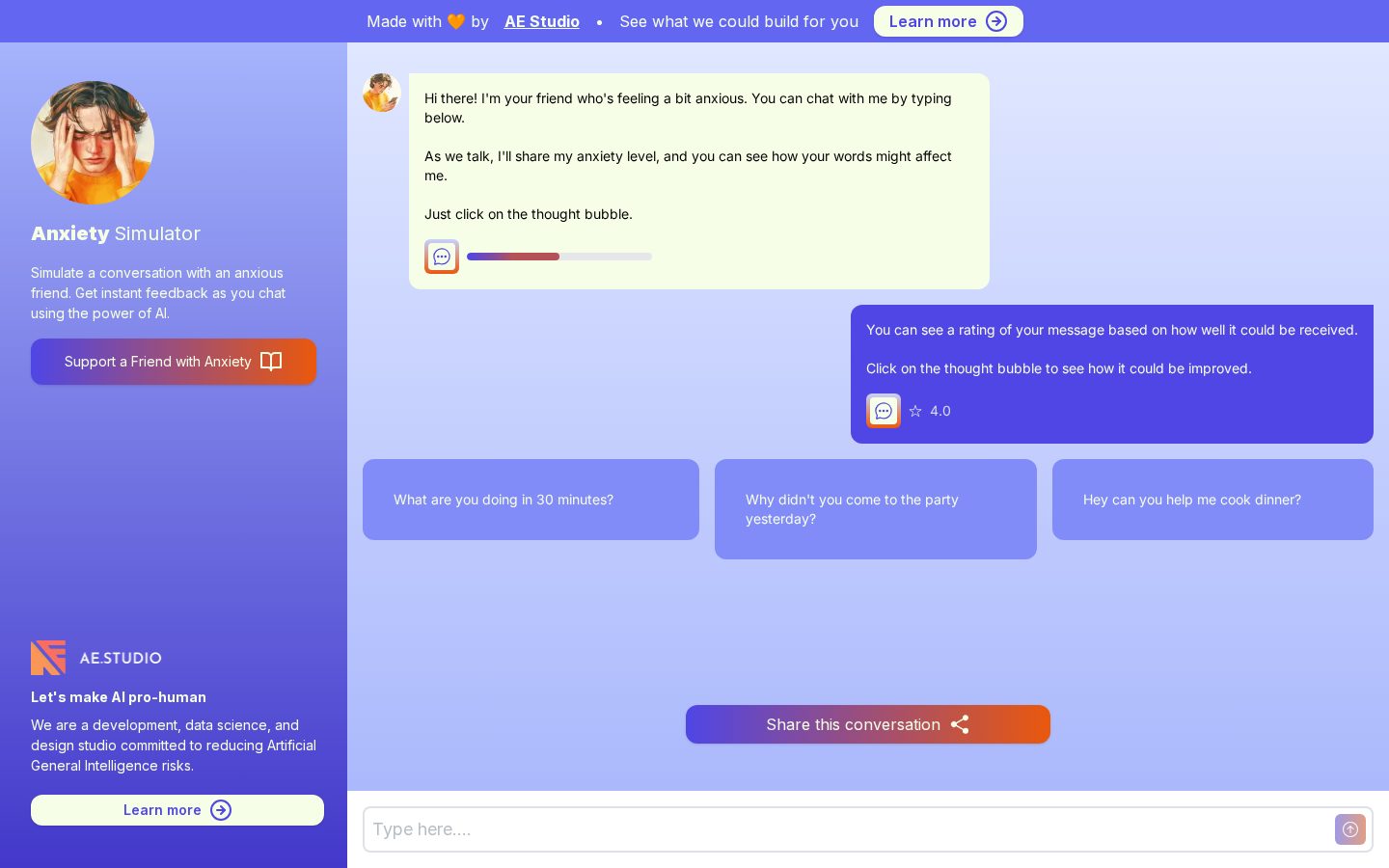 Anxiety Simulator Homepage