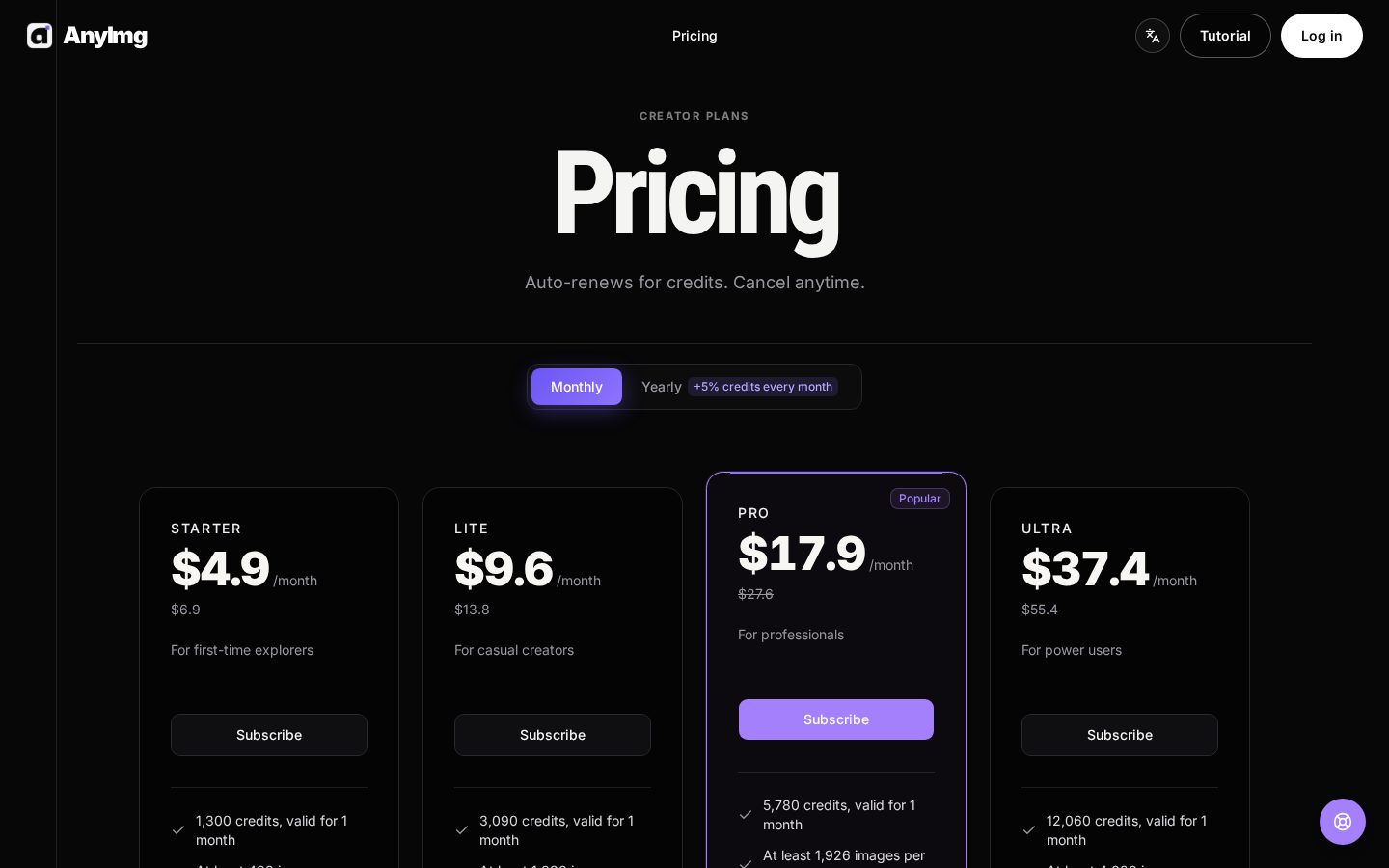 anyimg.ai Pricing