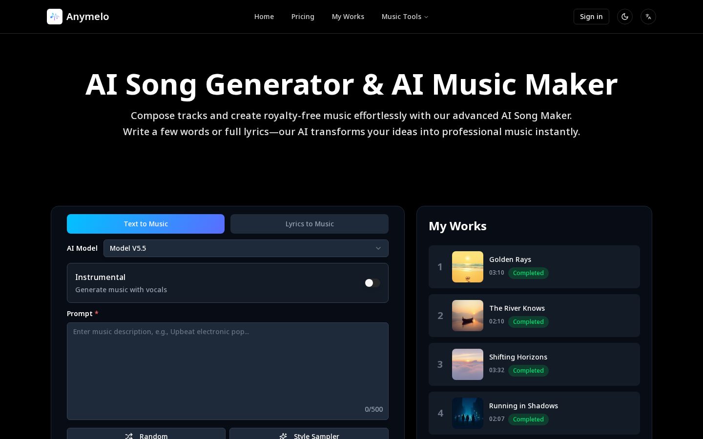 Anymelo Homepage