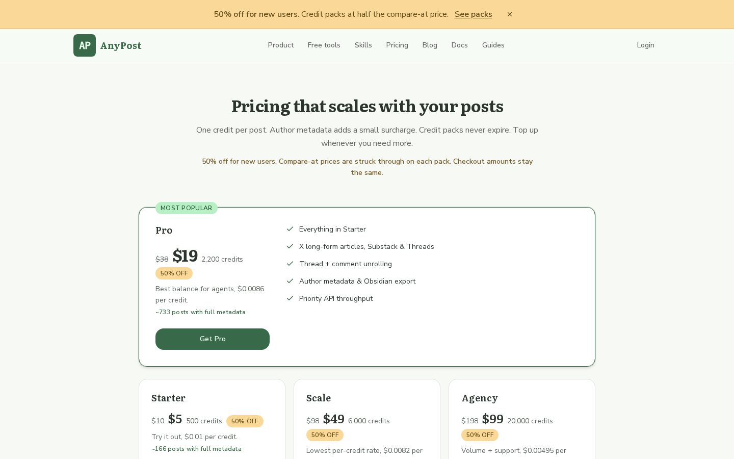 AnyPost Pricing