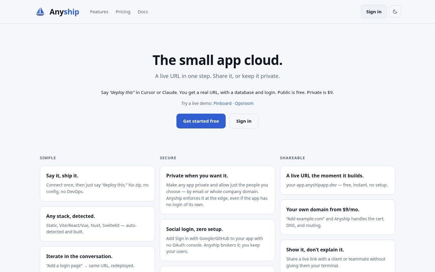 Anyship Homepage
