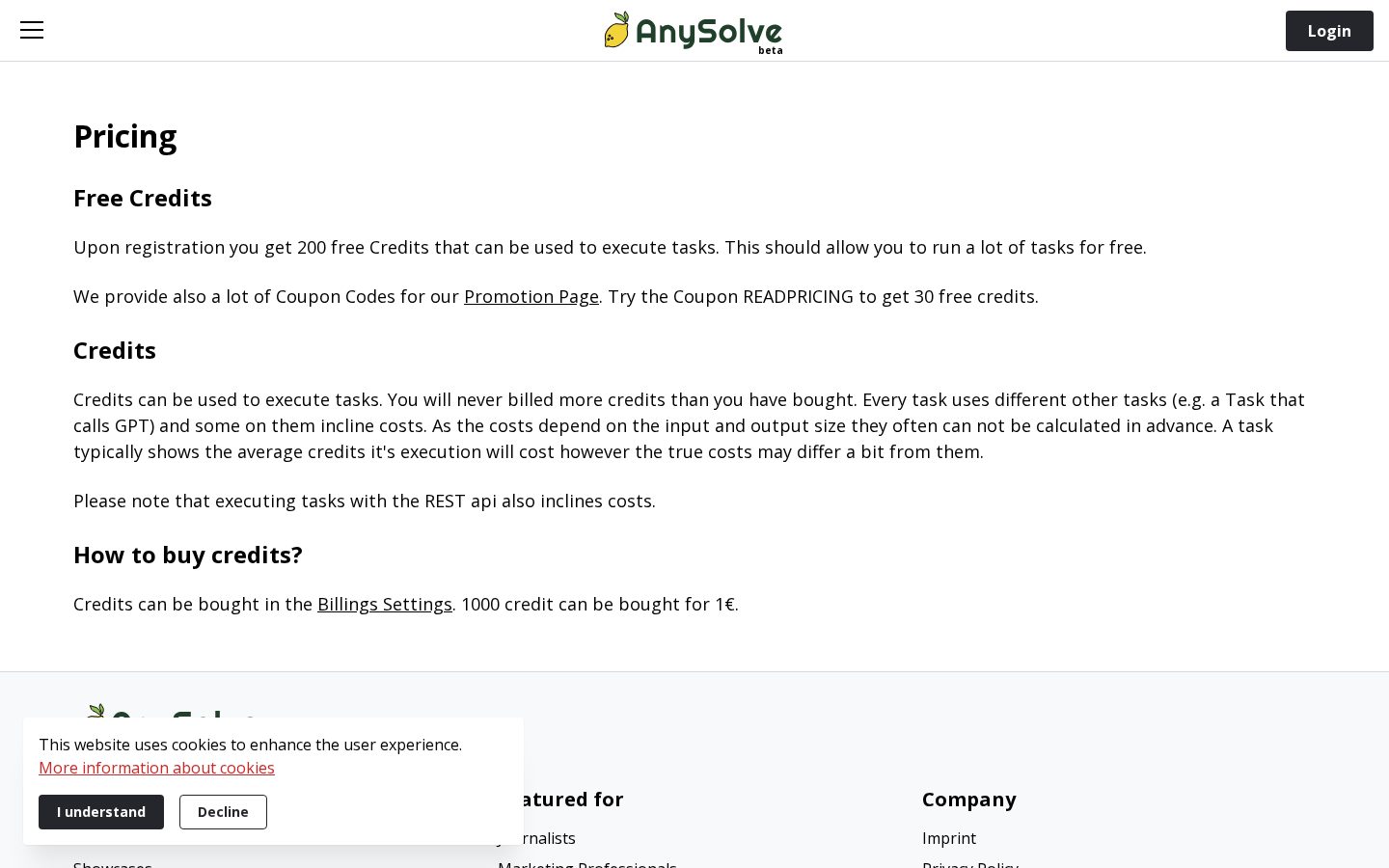 AnySolve AI Pricing