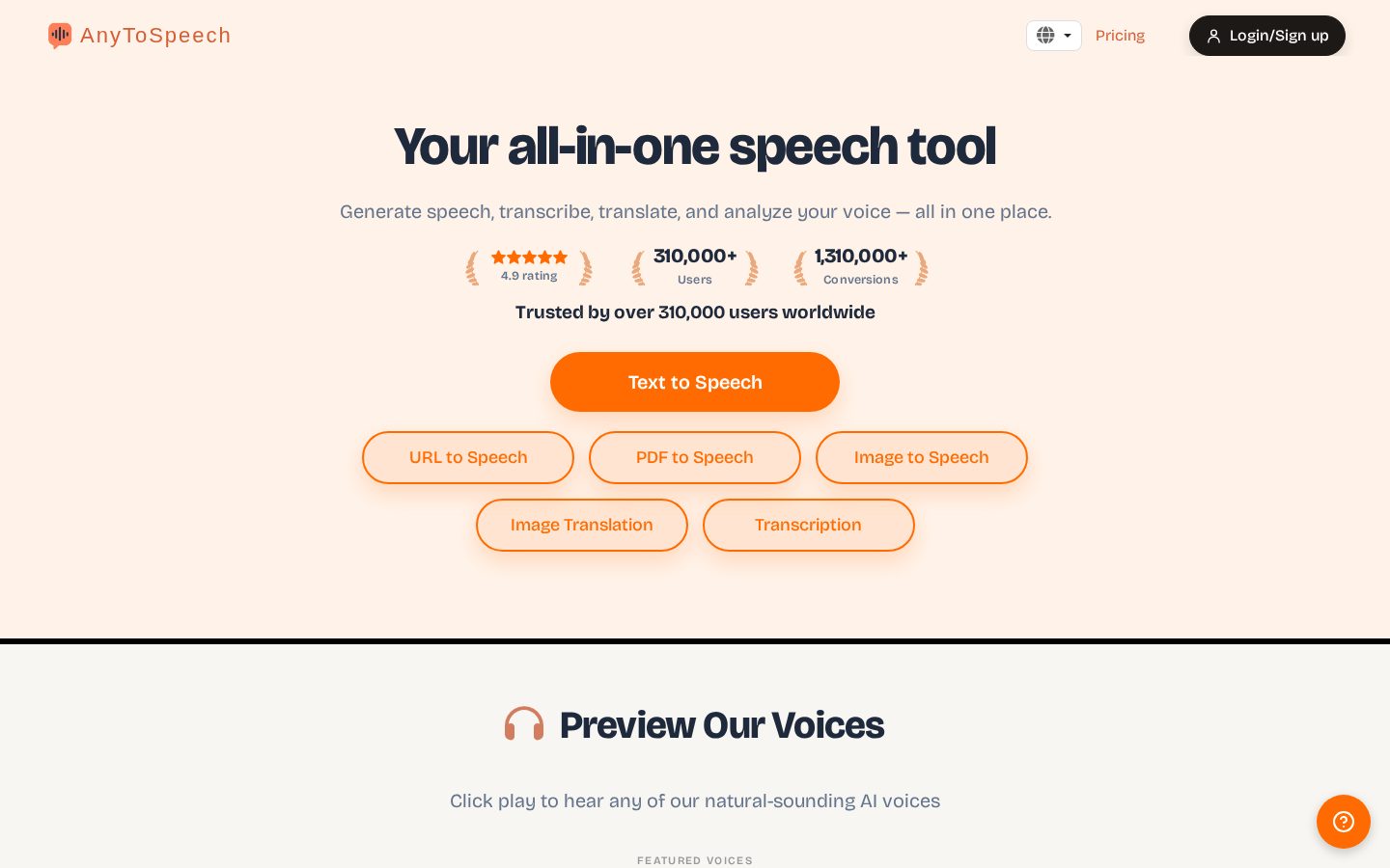AnyToSpeech Homepage
