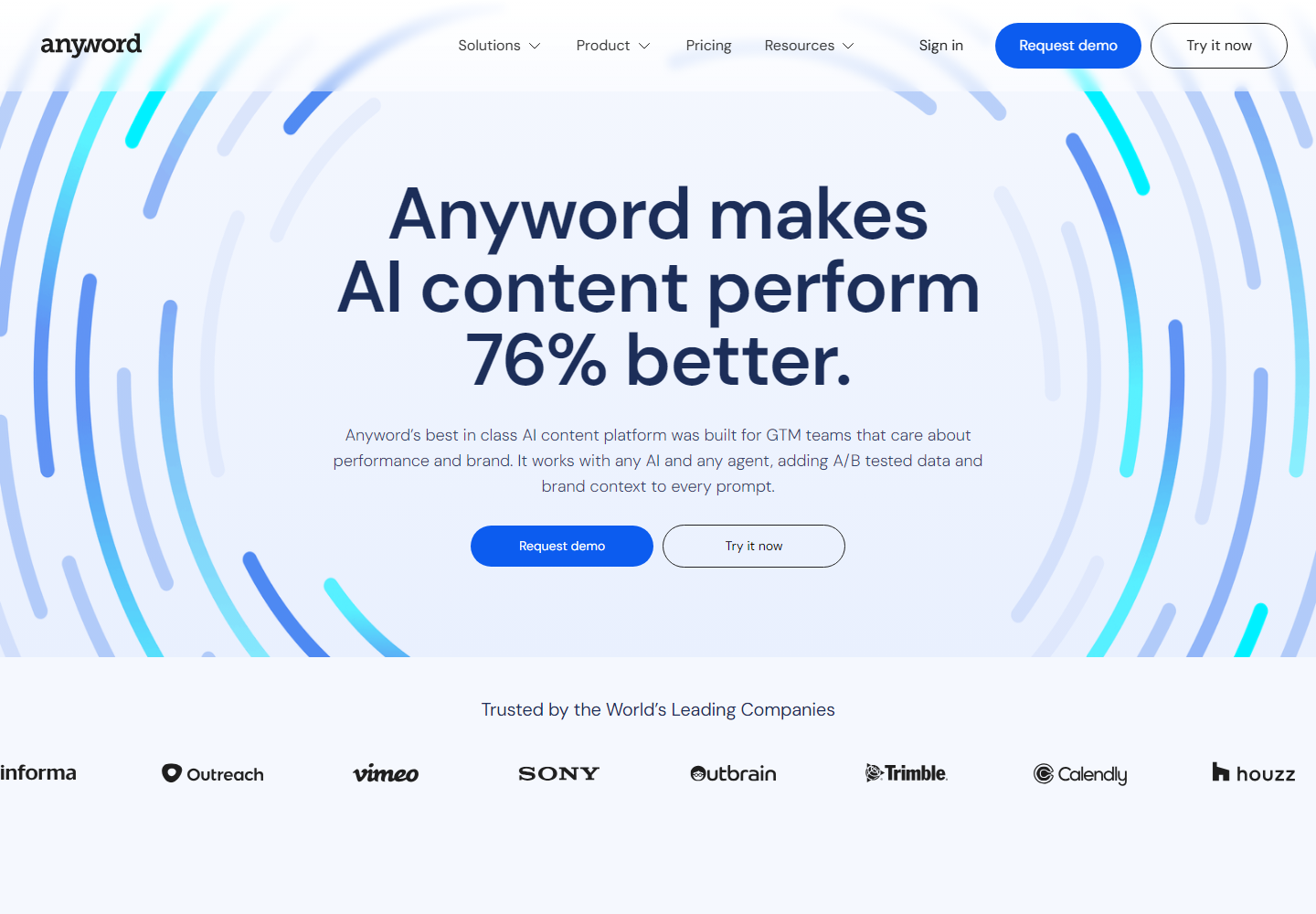 Anyword homepage