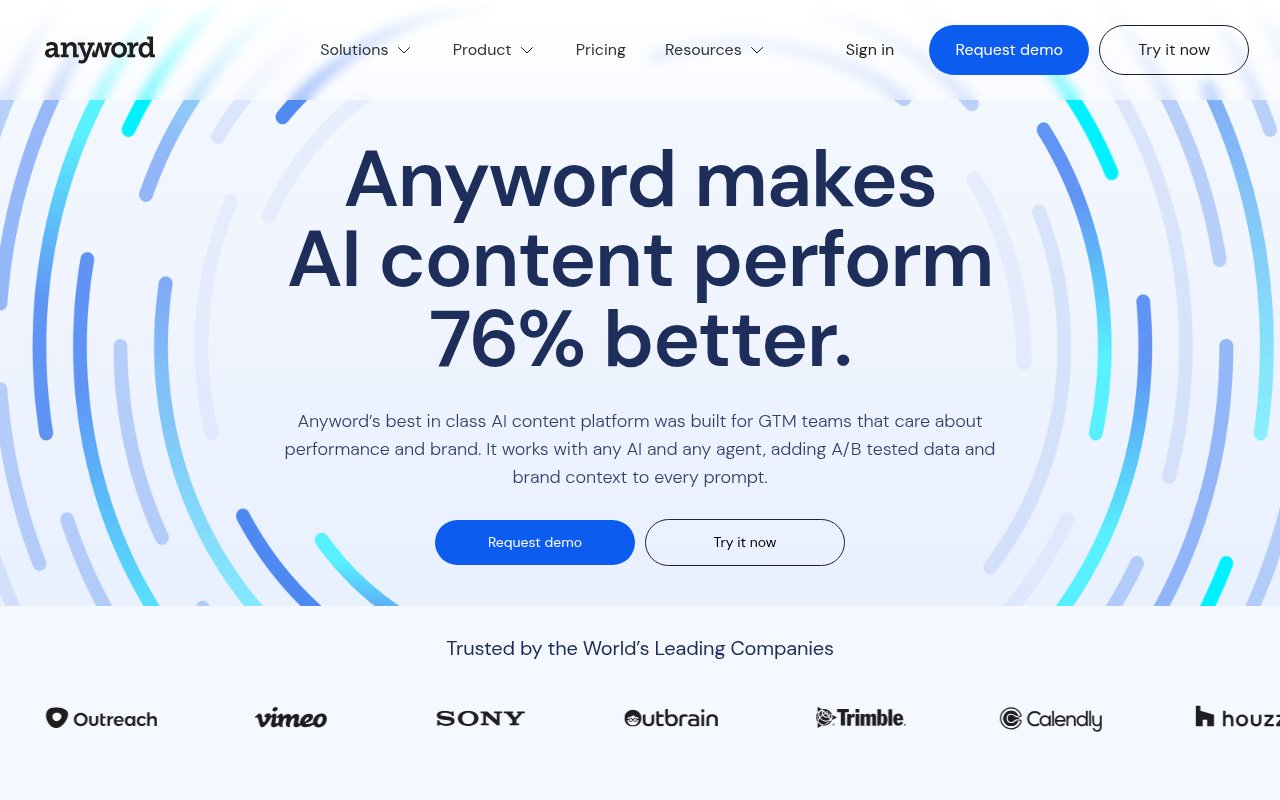 Anyword homepage