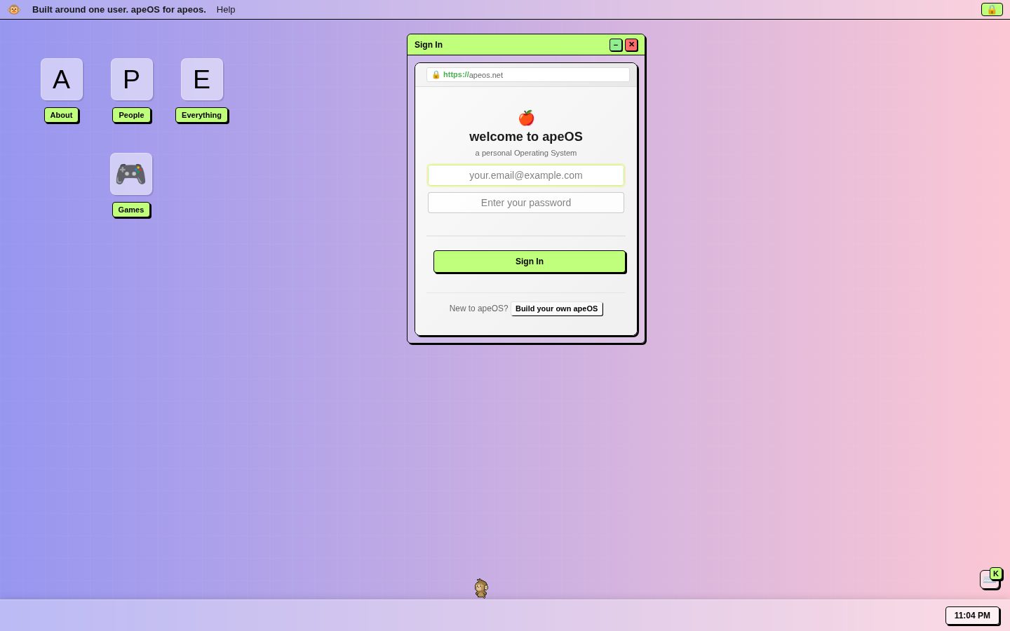 apeOS Homepage