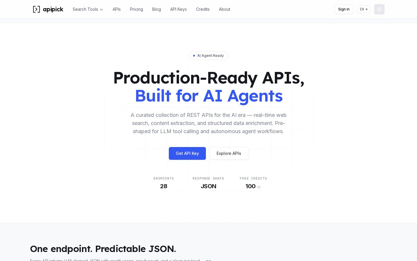 API Pick Homepage