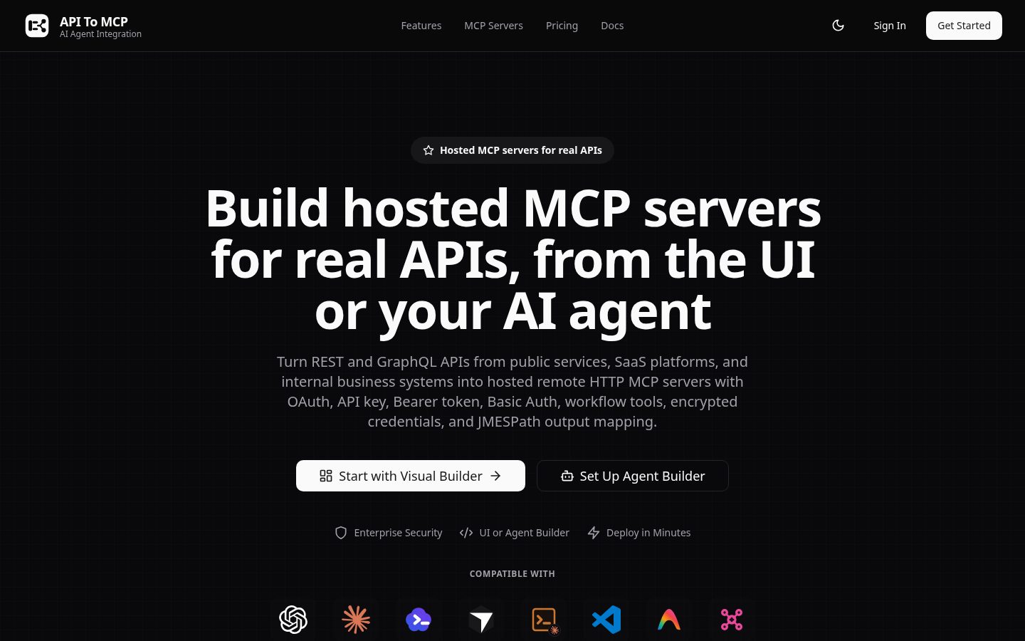 API to MCP Homepage