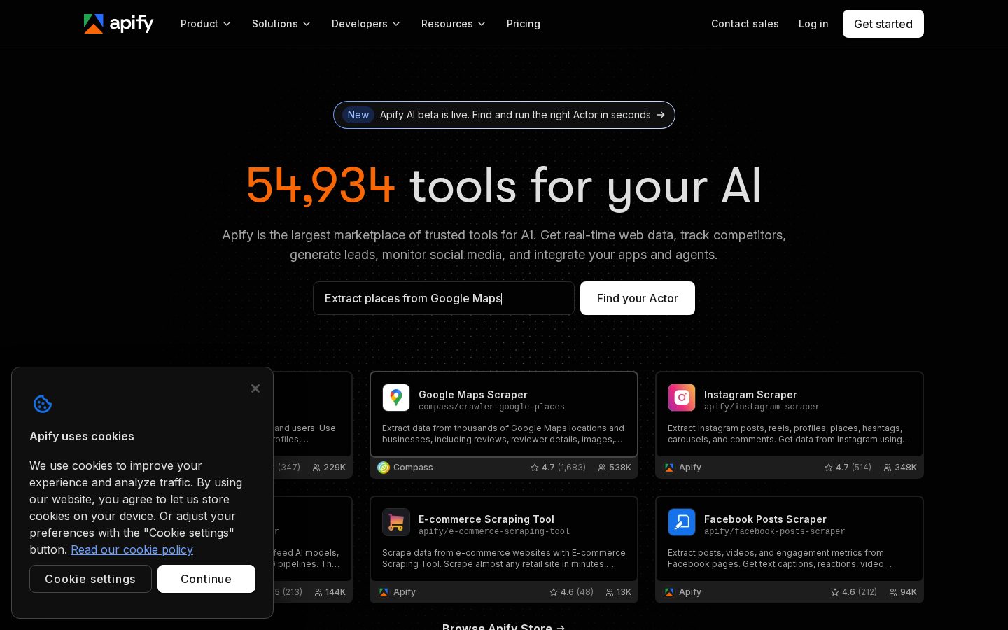 Apify Homepage