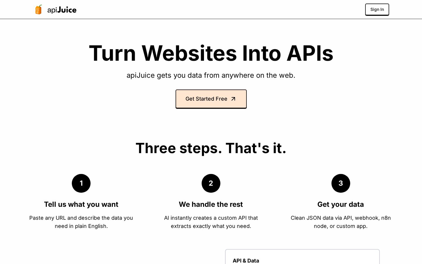 apiJuice Homepage