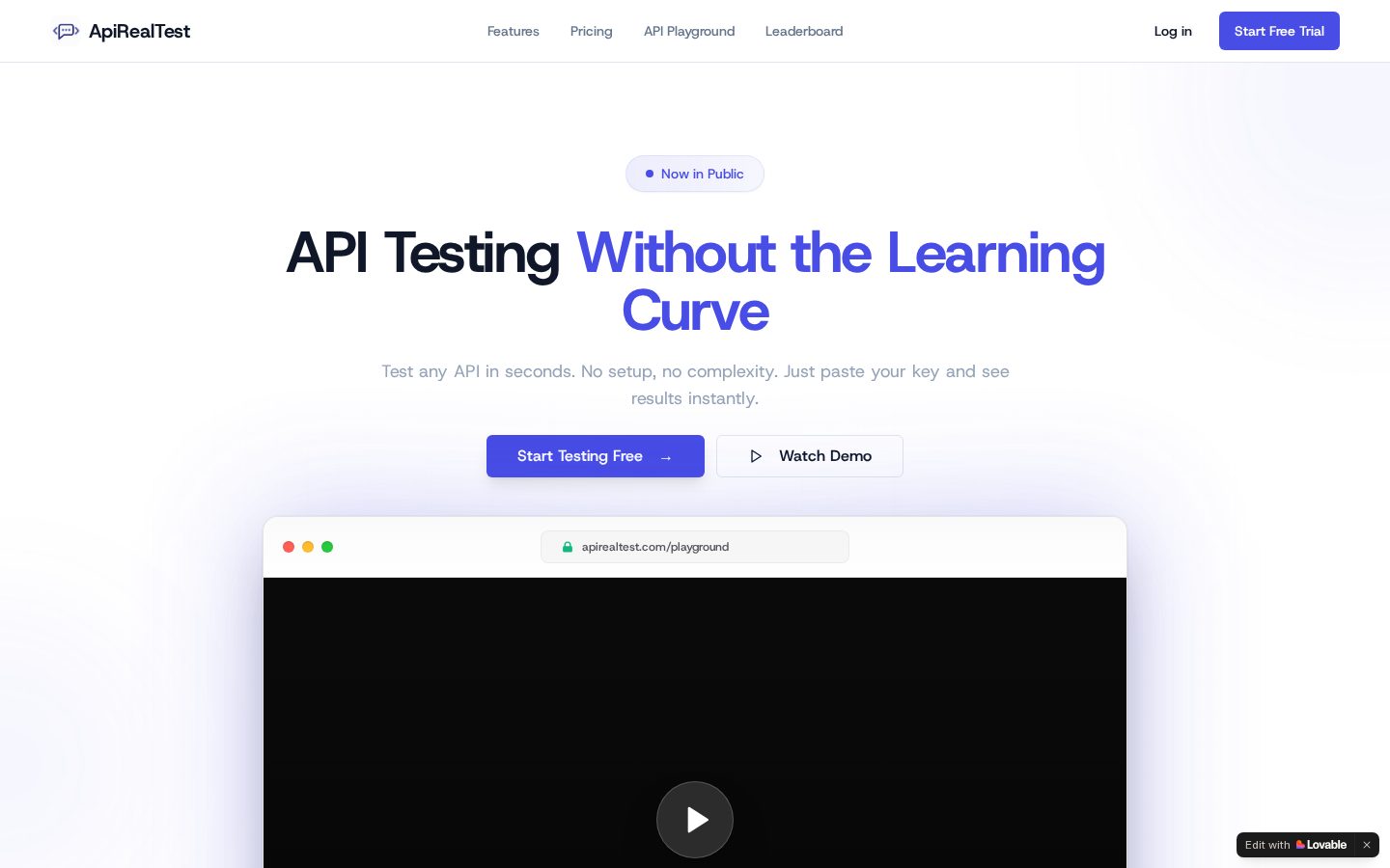 ApiRealTest Homepage