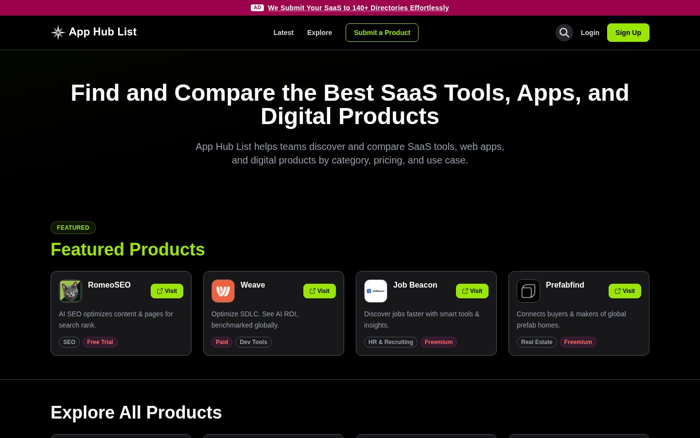 App Hub List Homepage