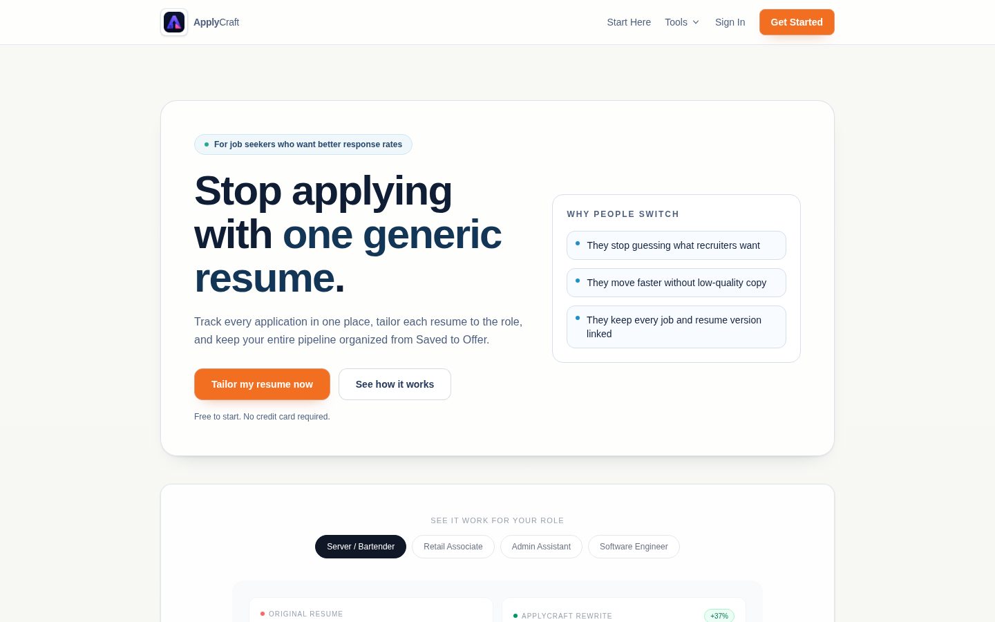 ApplyCraft Homepage
