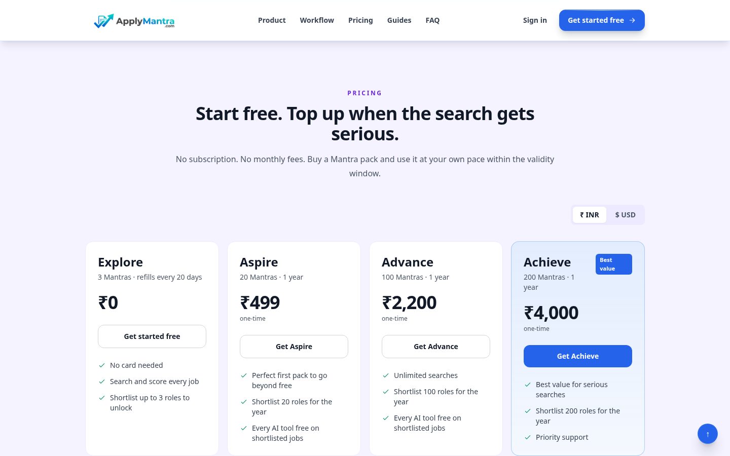 ApplyMantra Pricing