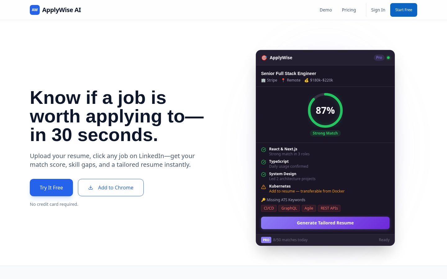 ApplyWiseAi Homepage