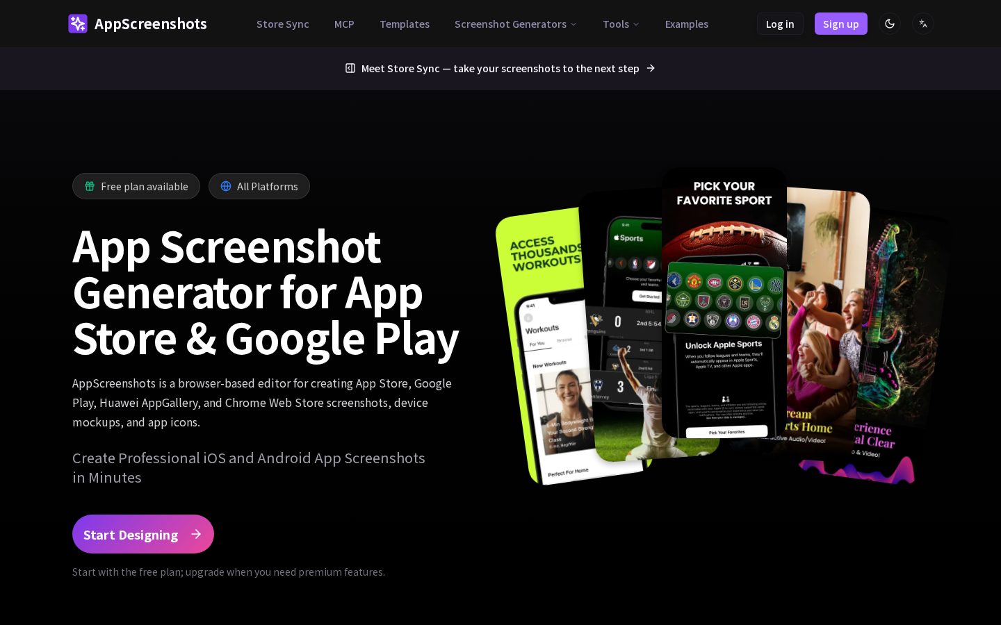 AppScreenshots Homepage