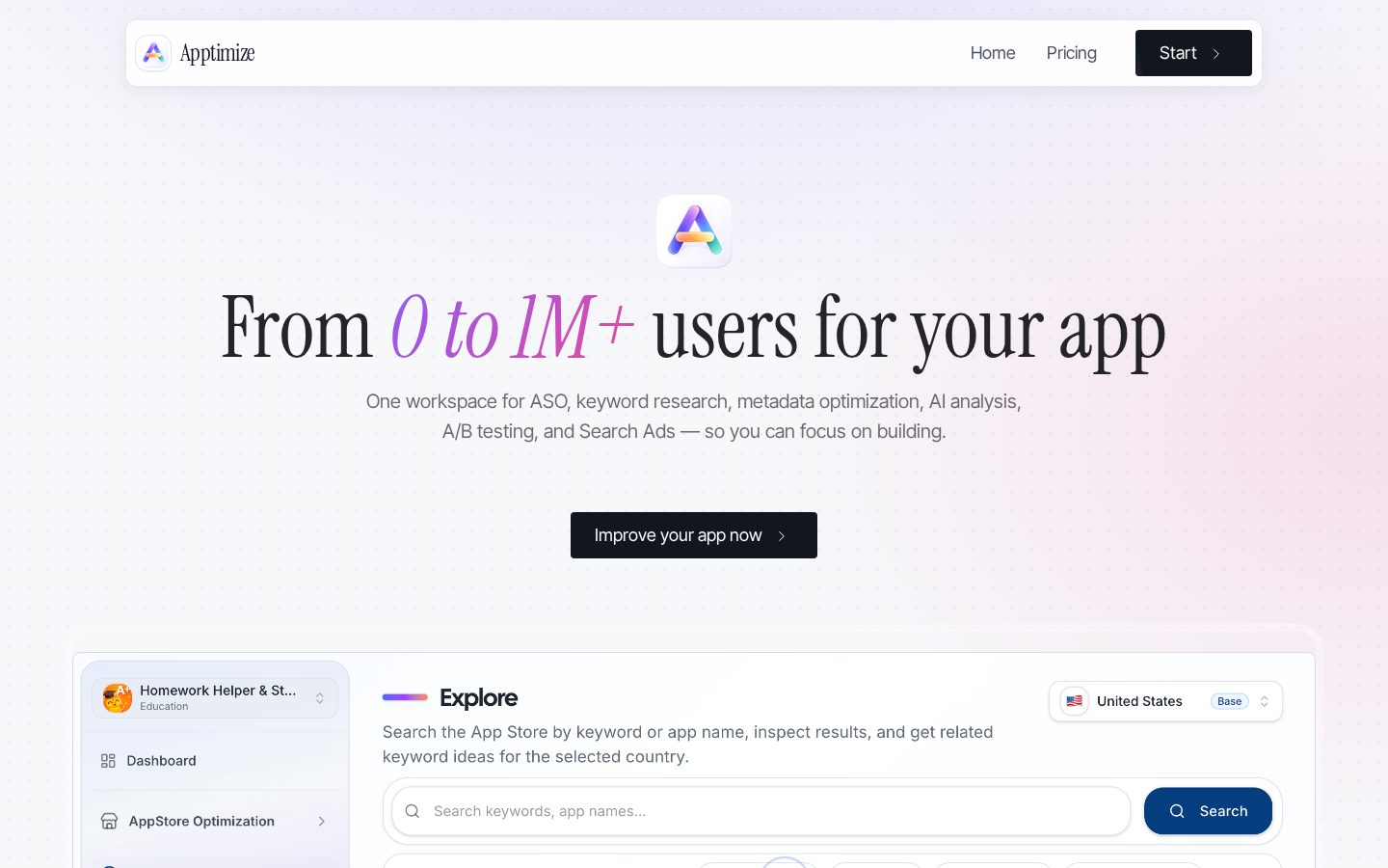 Apptimize Homepage