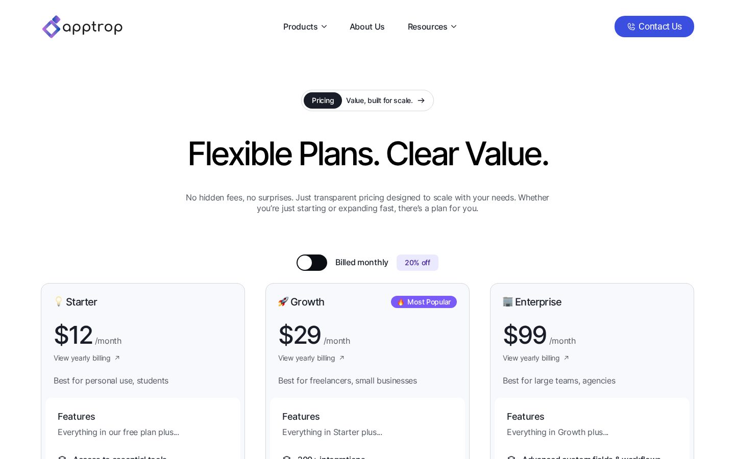 Apptrop Pricing