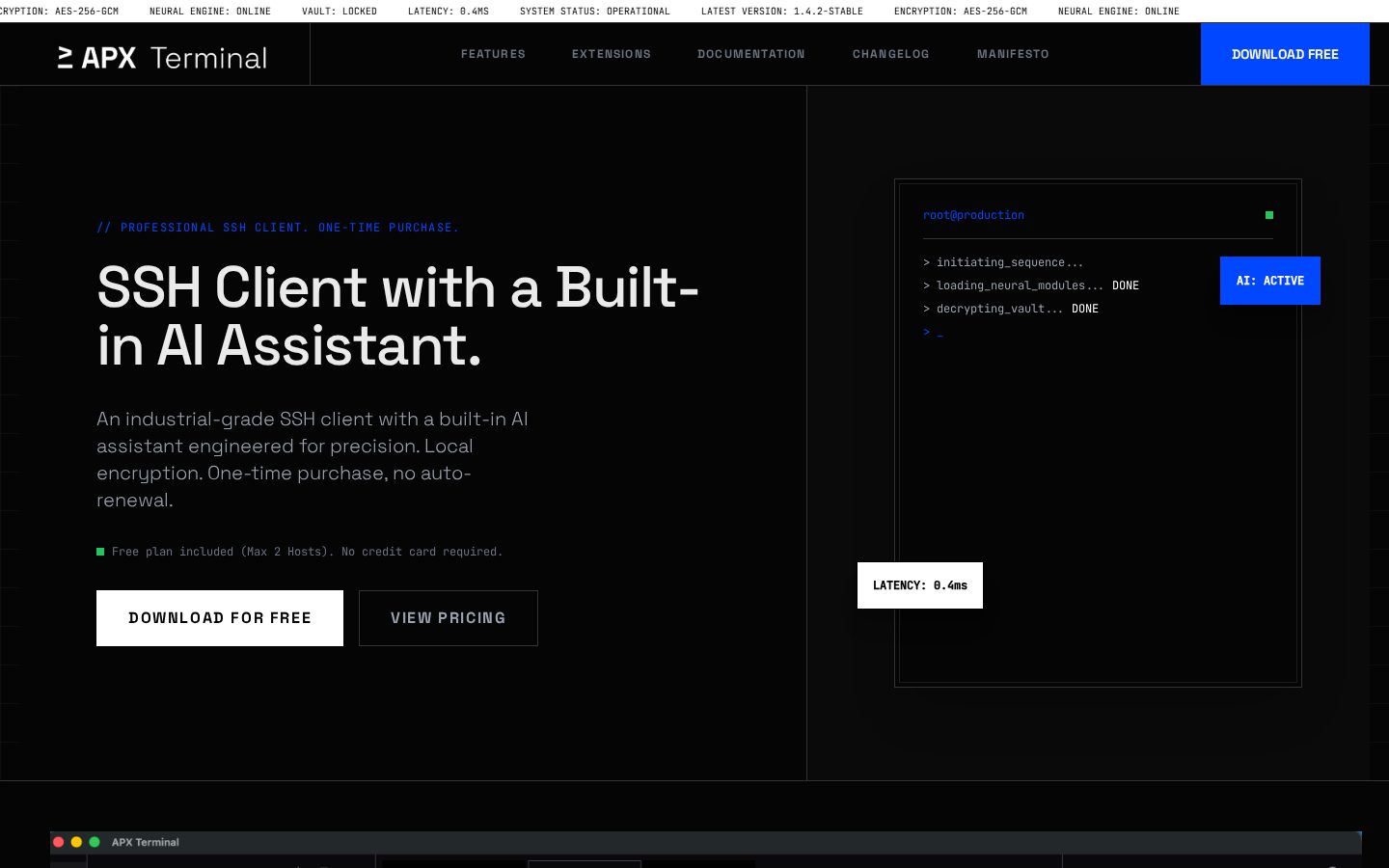 APX Terminal Homepage