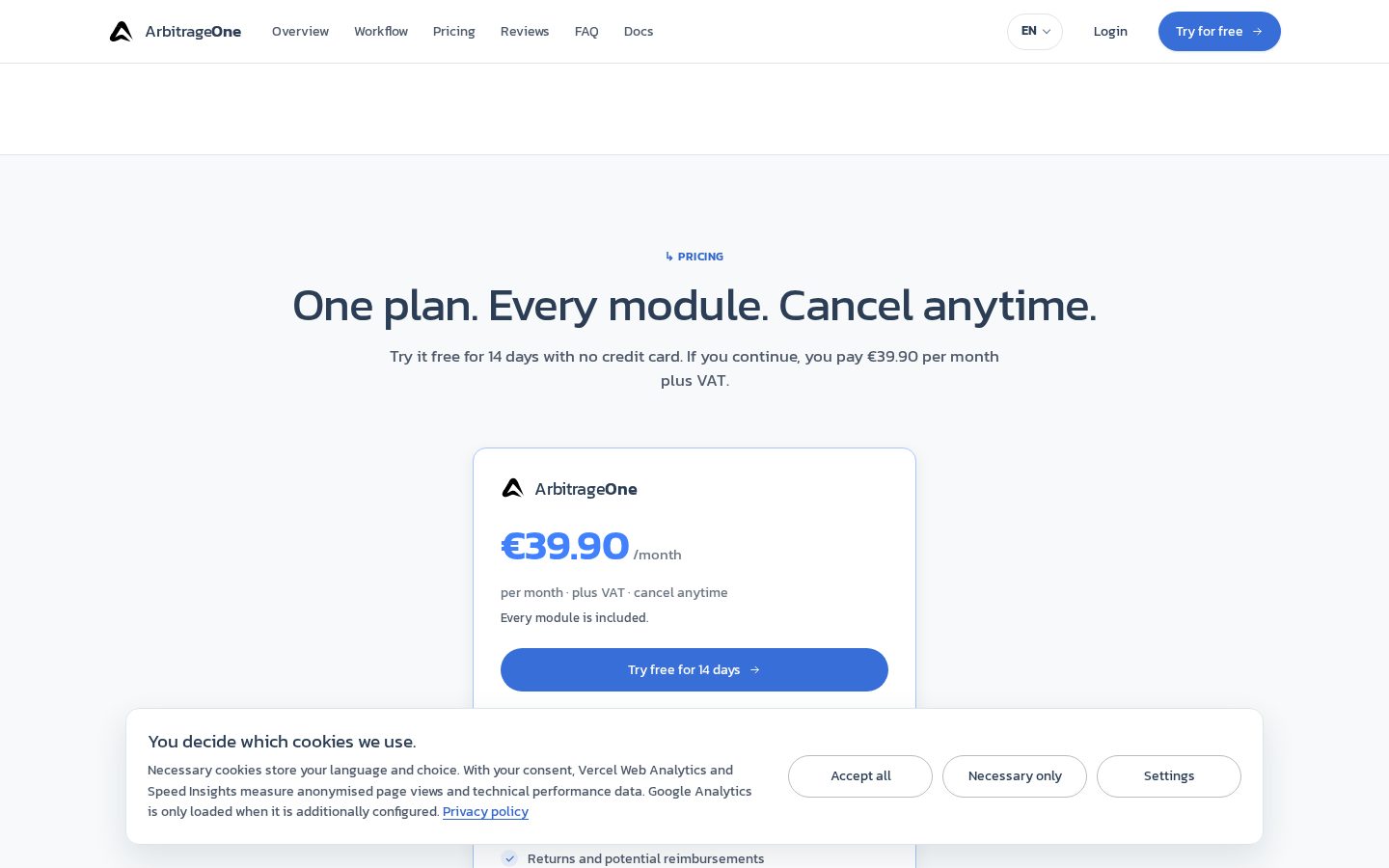 ArbitrageOne Pricing