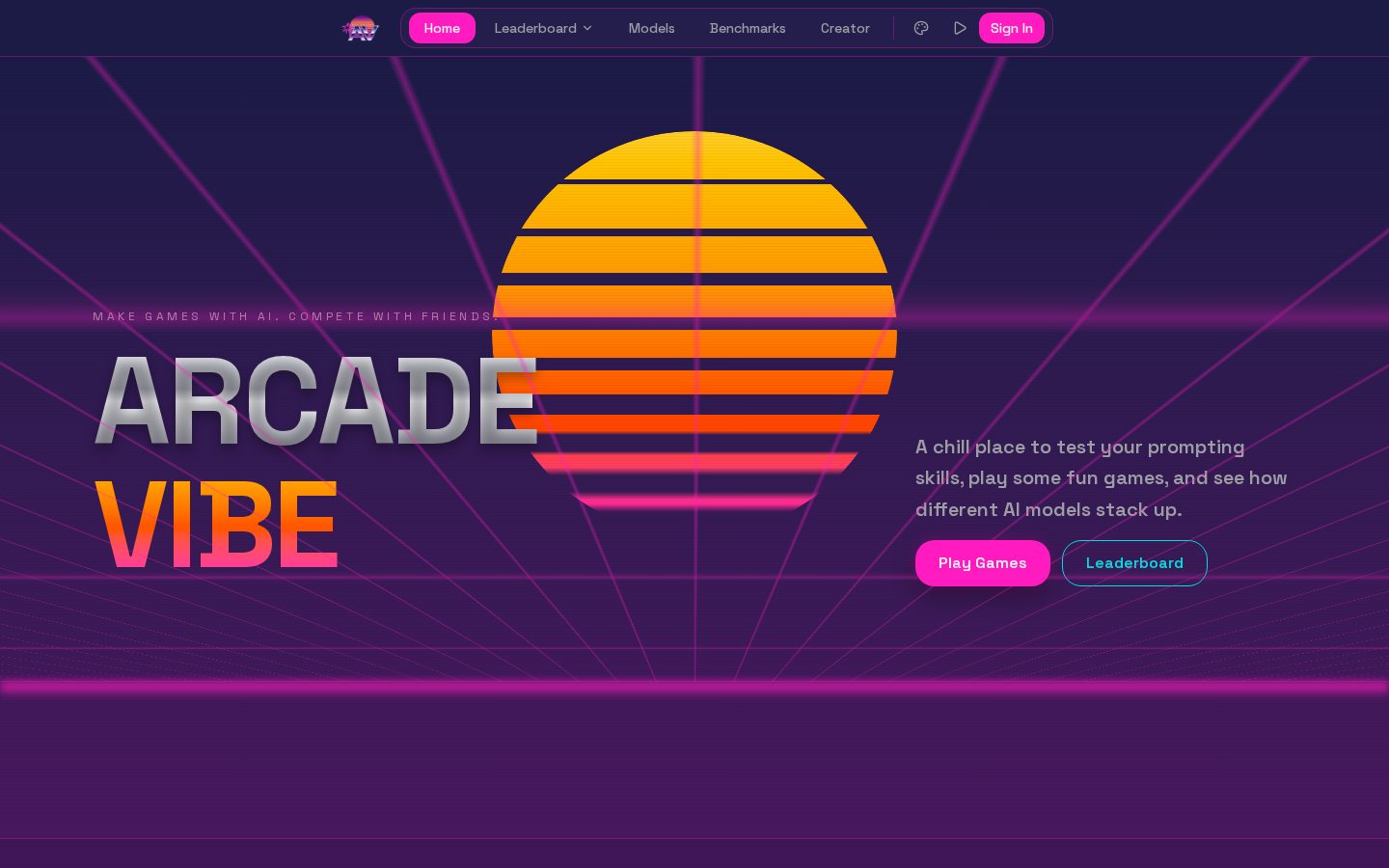 Arcade Vibe Homepage