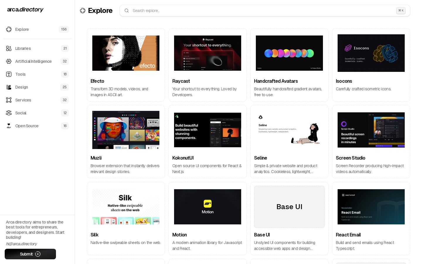 Arca.directory Homepage