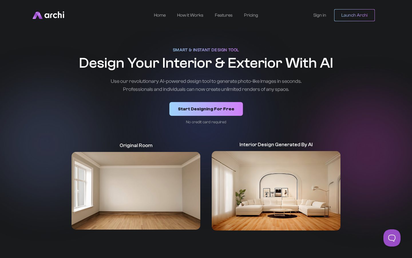 Archi AI Homepage