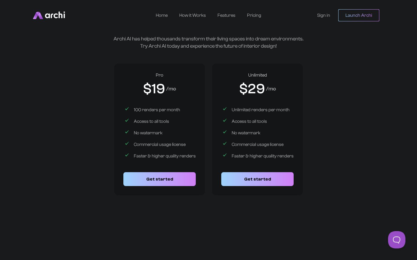 Archi AI Pricing