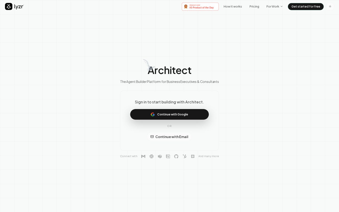 Architect by Lyzr Homepage