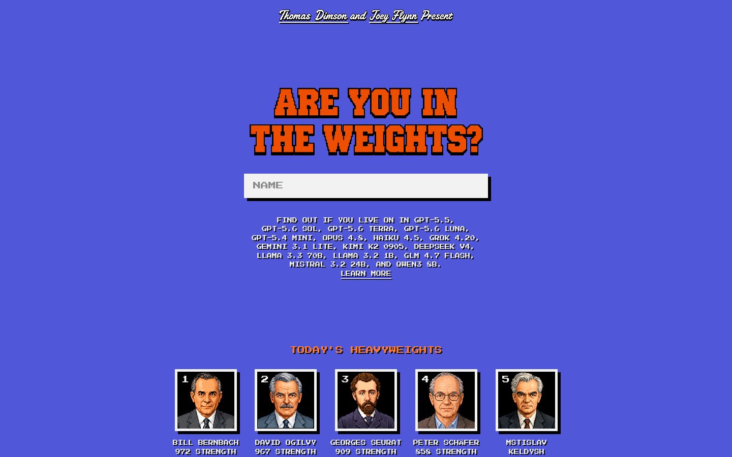 Are you in the Weights? Homepage