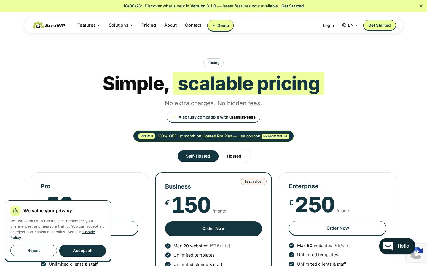 AreaWP Pricing