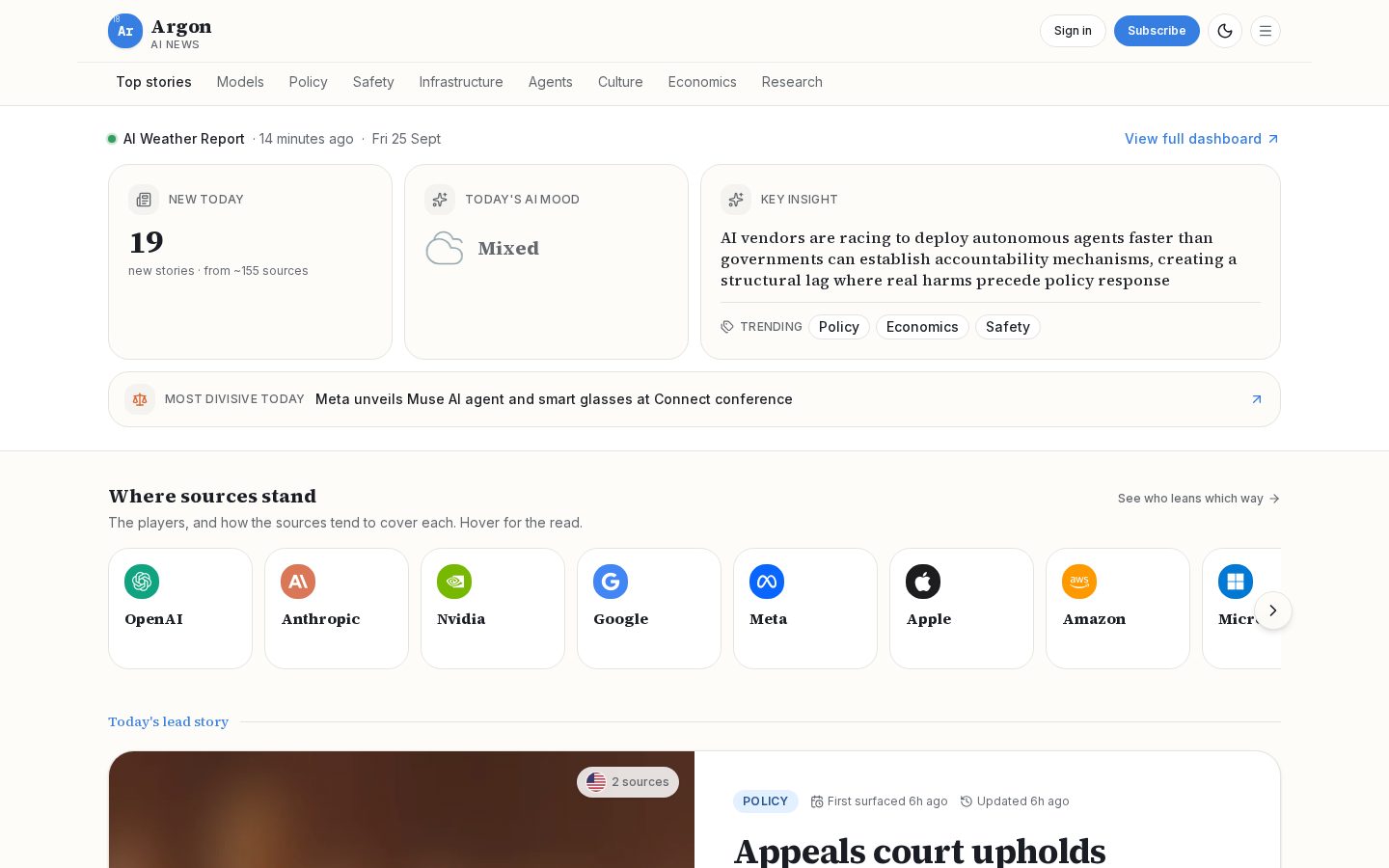 Argon AI News Homepage