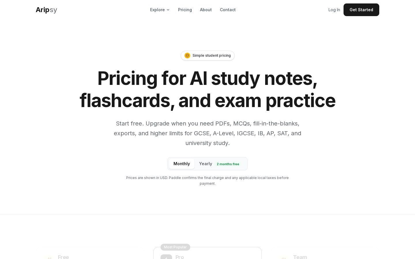 Aripsy Pricing