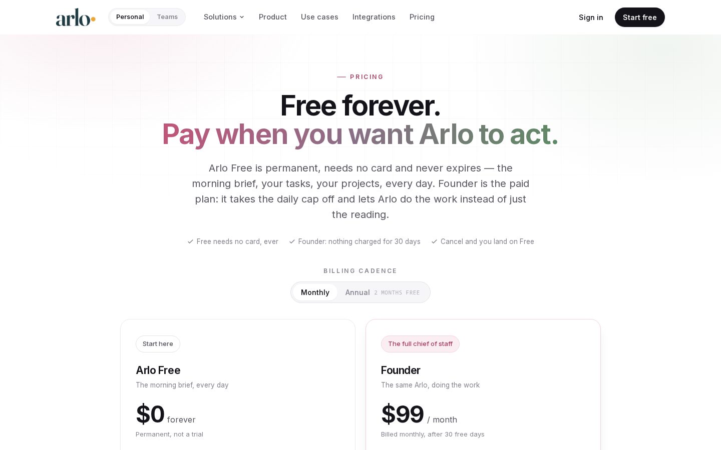 Arlo.fyi Pricing