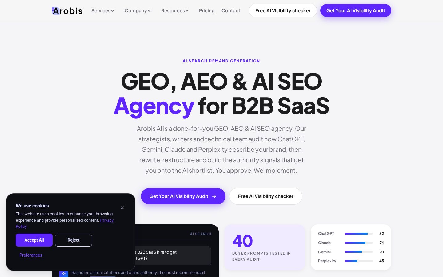 Arobis AI Homepage