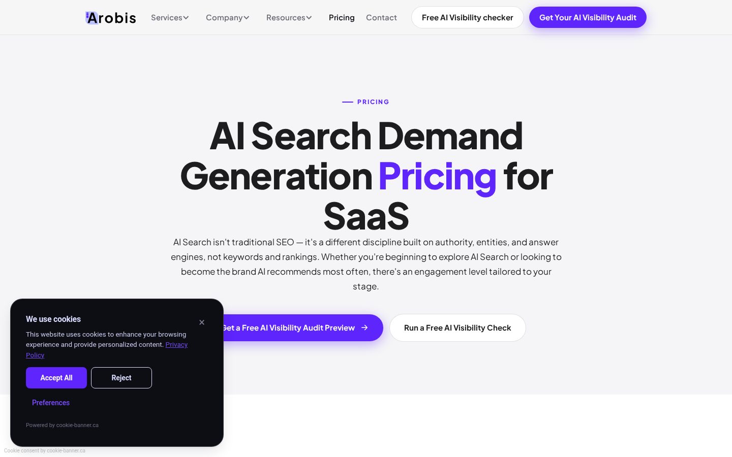 Arobis llms.txt Generator Pricing
