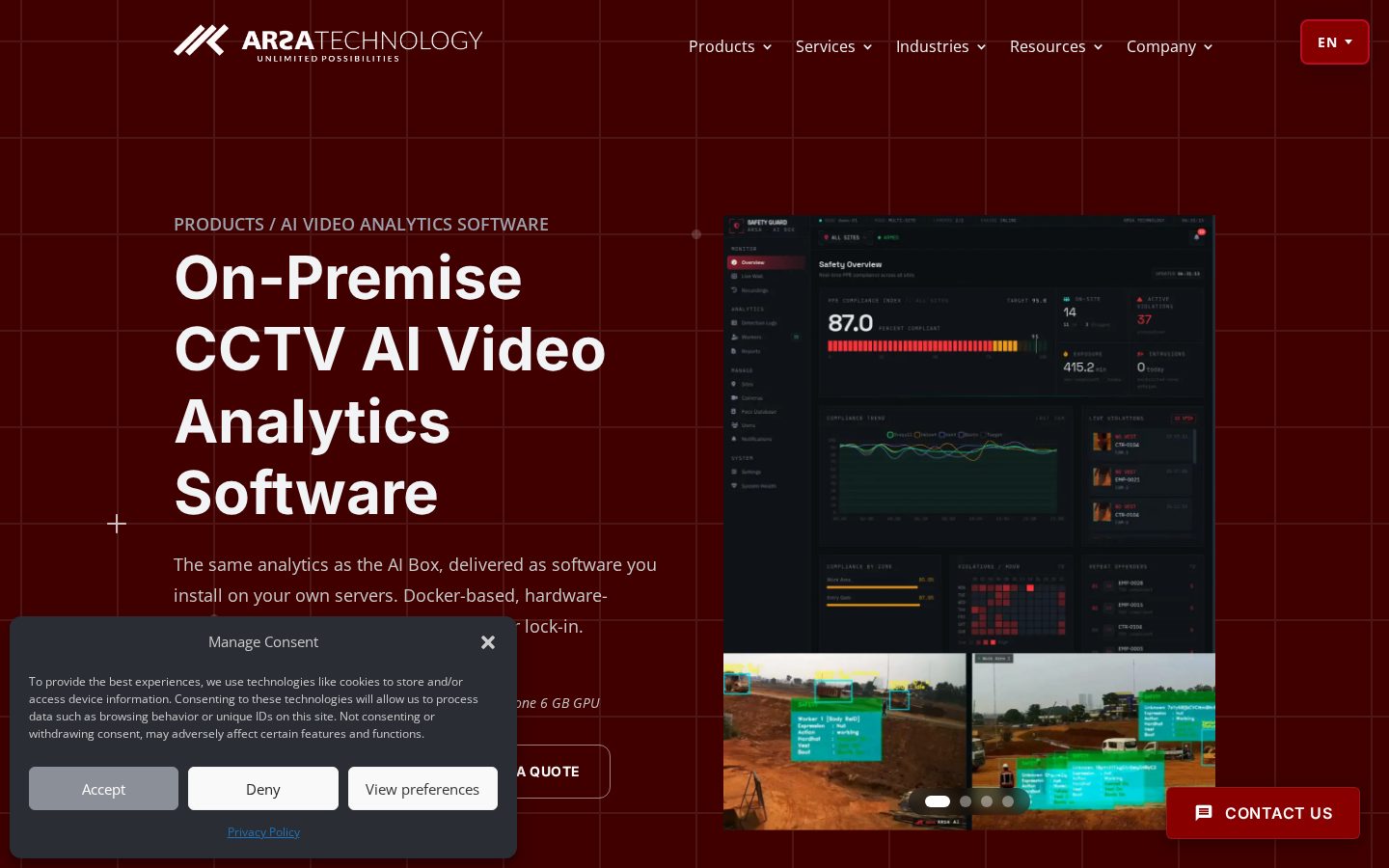 ARSA AI Video Analytics Software Homepage