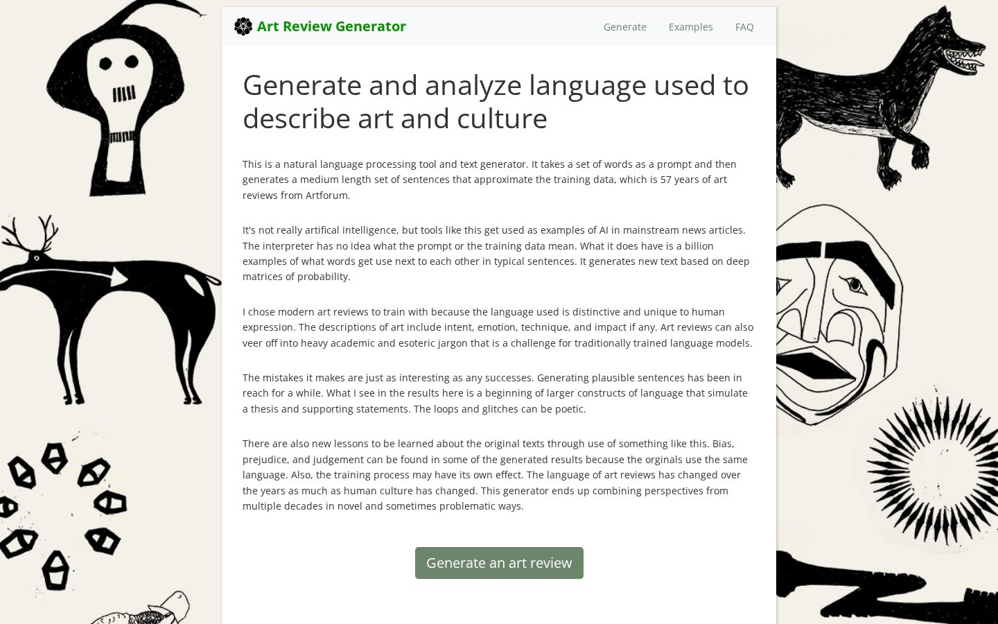 Art Review Generator Homepage