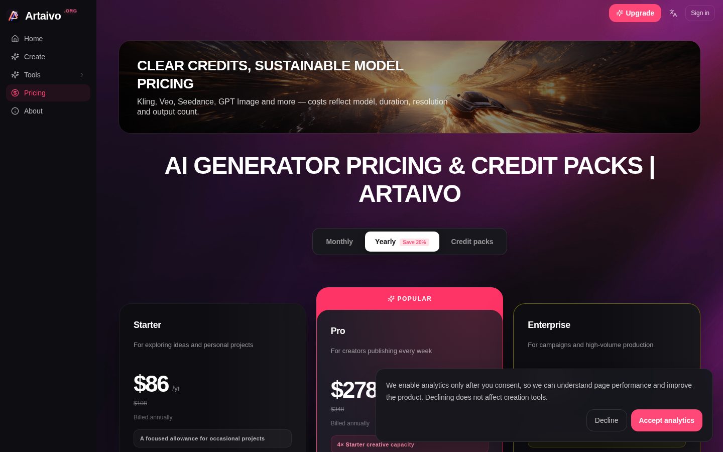 Artaivo Pricing