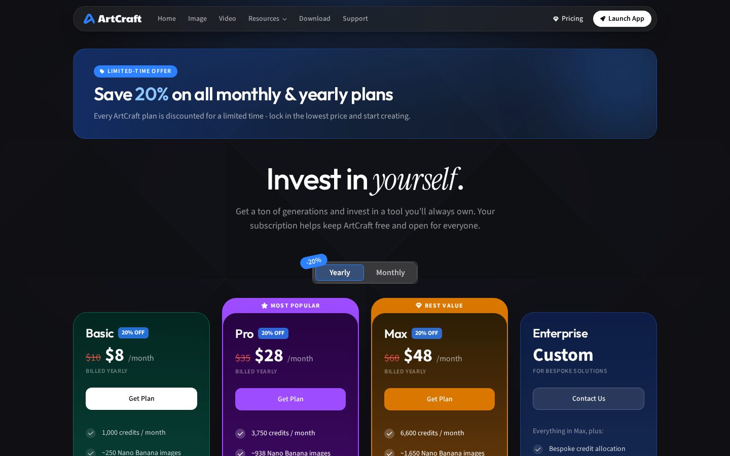 ArtCraft Pricing