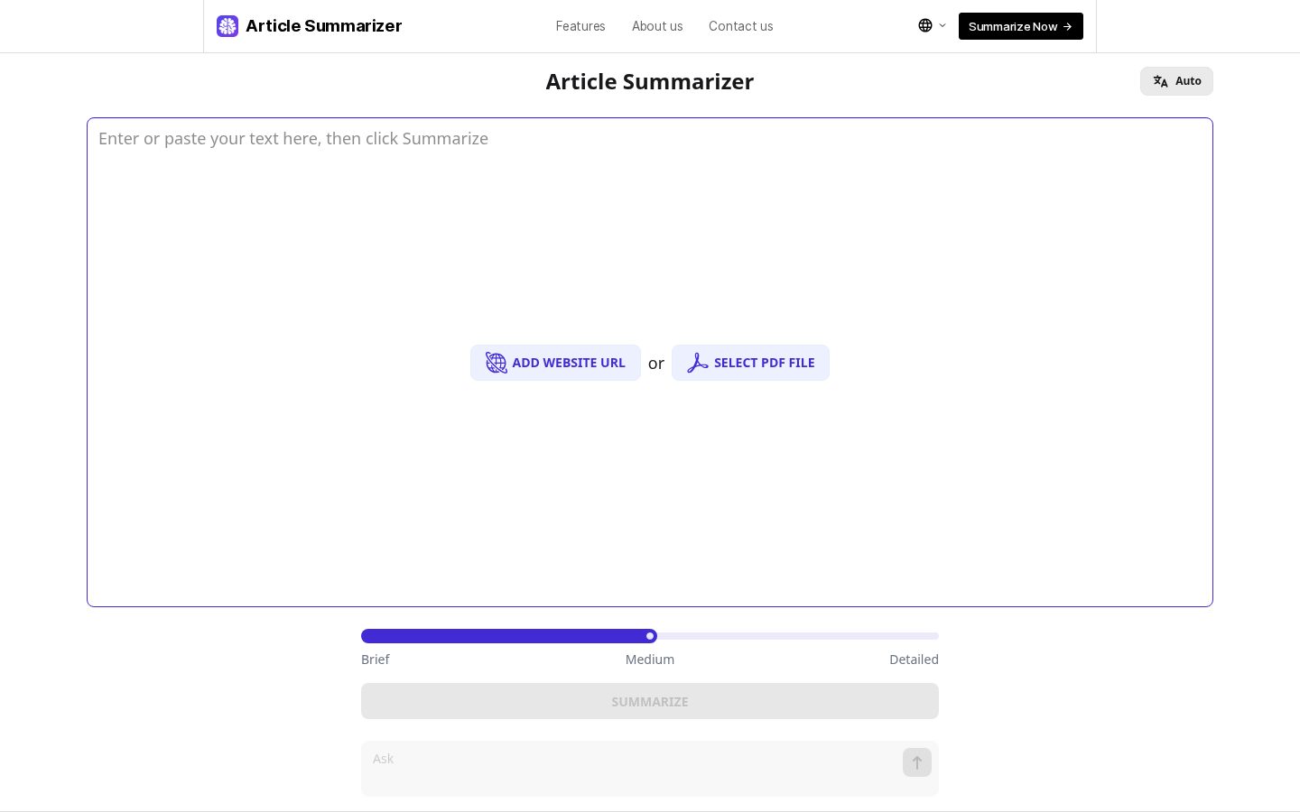 Article Summarizer Homepage