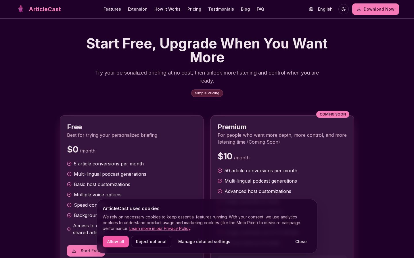ArticleCast Pricing